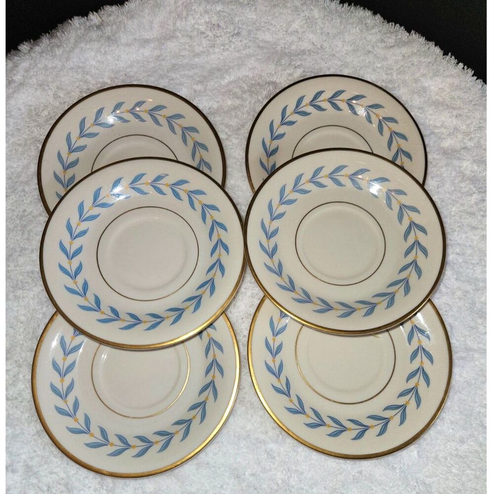 Vintage Syracuse China Old Ivory Sherwood Bread& Salad Plates Set 12 Blue Laurel